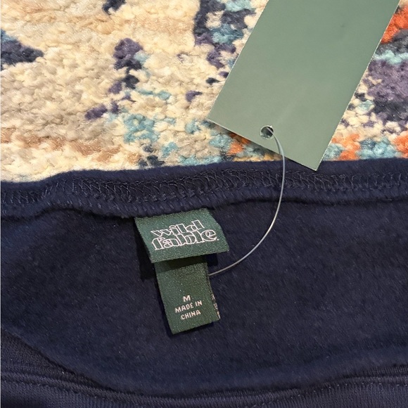 NWT Wild Fable St. Moritz Navy Off-Shoulder Sweatshirt Alpine Apres Ski Mtn New - Picture 13 of 15